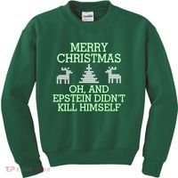 Merry Christmas Epstein Didn't Kill Himself Kids Sweatshirt thumb 0