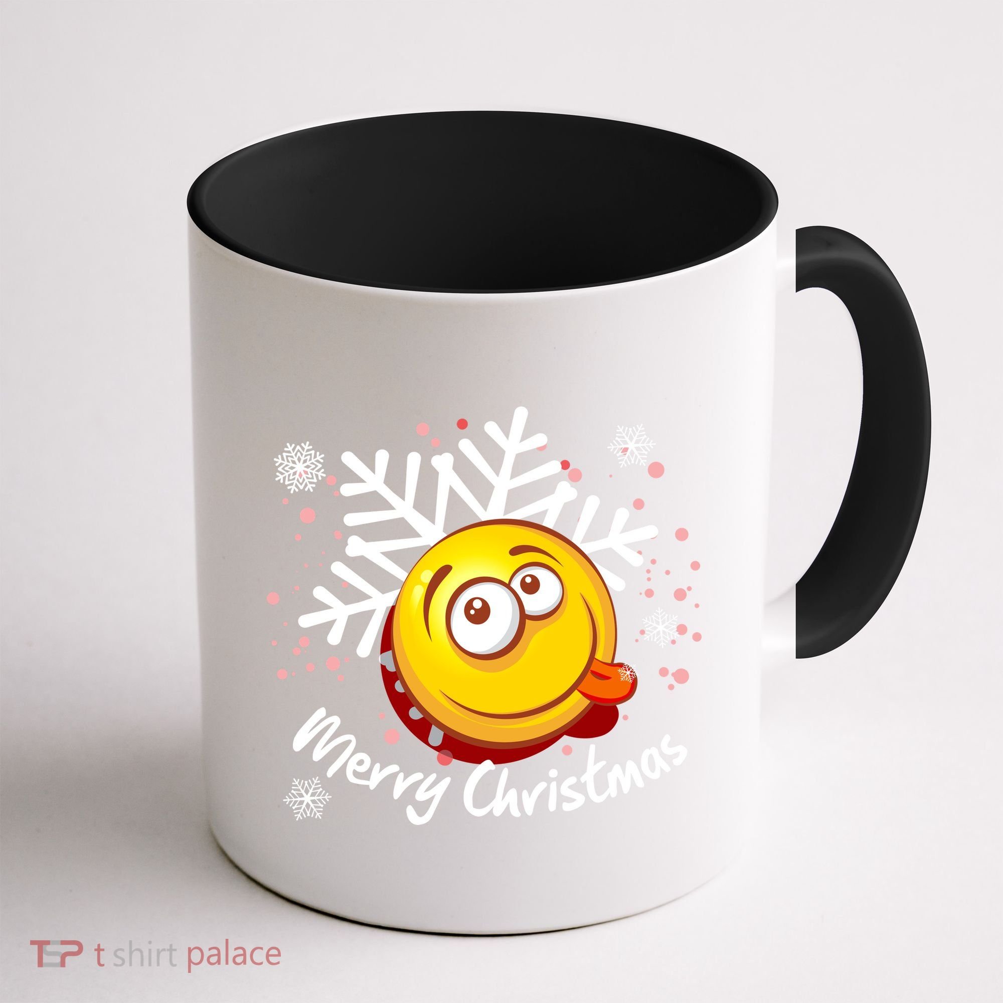 Merry Christmas Funny Smiley Face Snowflake Coffee Mug