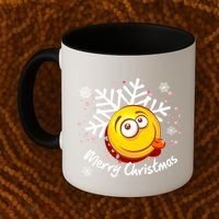Merry Christmas Funny Smiley Face Snowflake Coffee Mug thumb 2