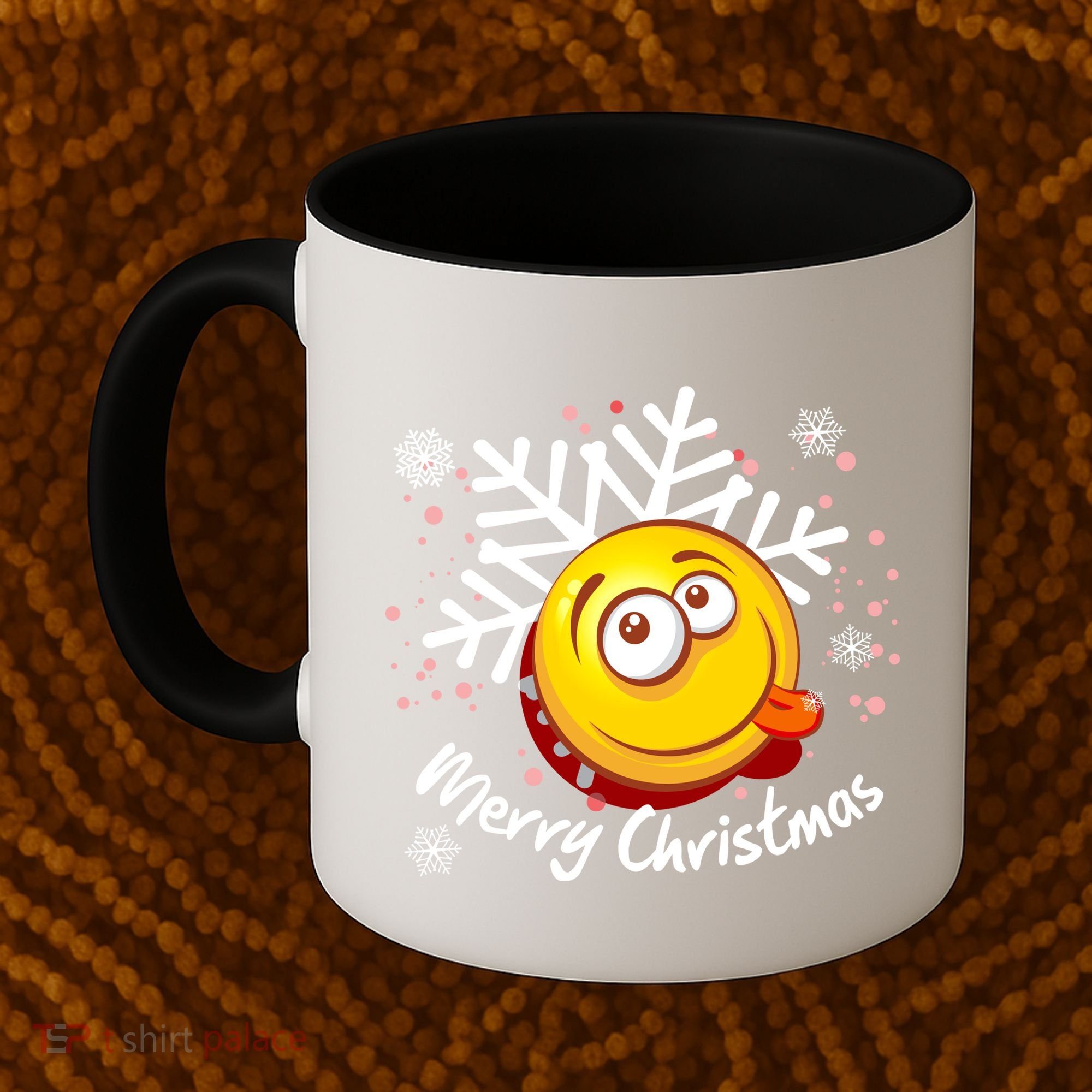 Merry Christmas Funny Smiley Face Snowflake Coffee Mug