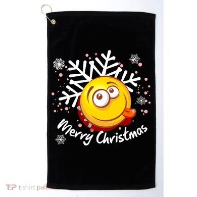 Merry Christmas Funny Smiley Face Snowflake Golf Towel