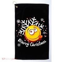 Merry Christmas Funny Smiley Face Snowflake Golf Towel thumb 0