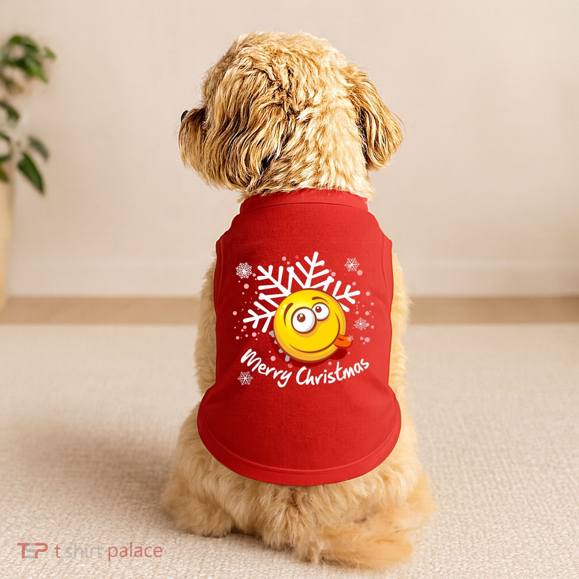 Merry Christmas Funny Smiley Face Snowflake Doggie Tank