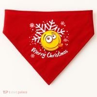 Merry Christmas Funny Smiley Face Snowflake USA-Made Doggie Bandana thumb 0