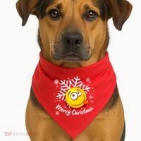 Merry Christmas Funny Smiley Face Snowflake USA-Made Doggie Bandana thumb 1