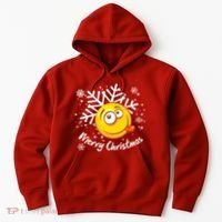 Merry Christmas Funny Smiley Face Snowflake Hoodie thumb 0