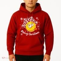 Merry Christmas Funny Smiley Face Snowflake Hoodie thumb 2