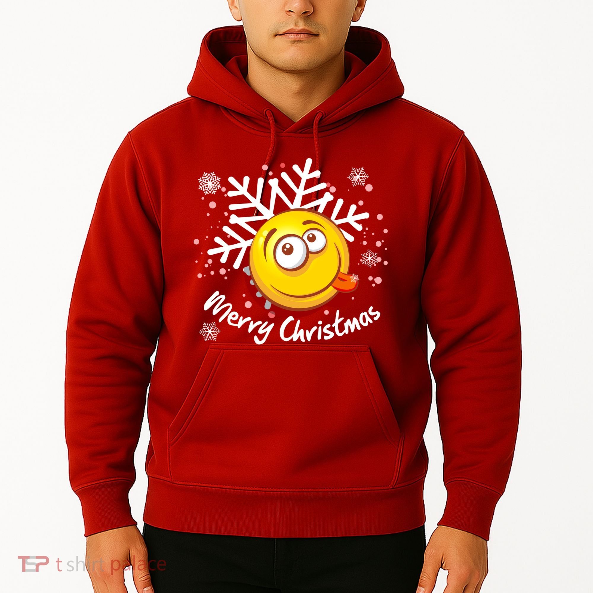 Merry Christmas Funny Smiley Face Snowflake Hoodie