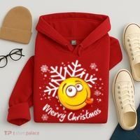 Merry Christmas Funny Smiley Face Snowflake Hoodie thumb 4