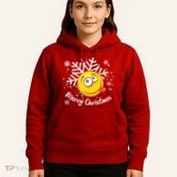 Merry Christmas Funny Smiley Face Snowflake Hoodie thumb 5