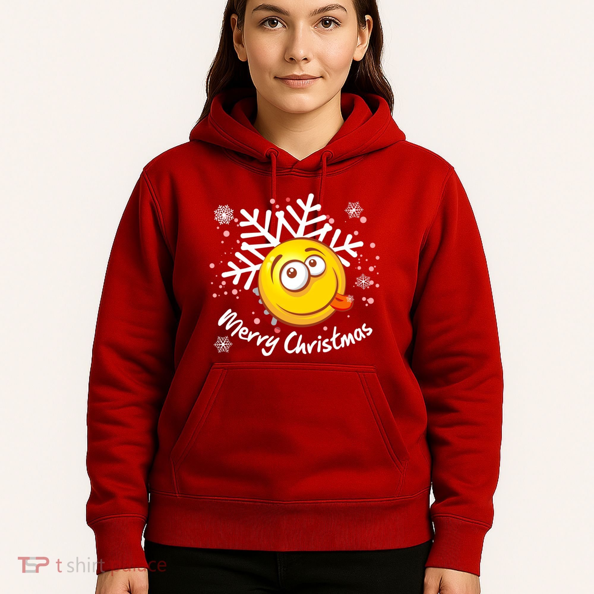 Merry Christmas Funny Smiley Face Snowflake Hoodie