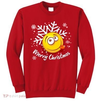Merry Christmas Funny Smiley Face Snowflake Sweatshirt