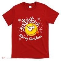 Merry Christmas Funny Smiley Face Snowflake T-Shirt thumb 0