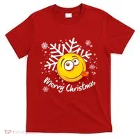 Merry Christmas Funny Smiley Face Snowflake T-Shirt thumb 0