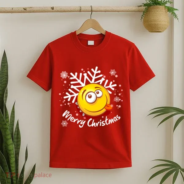 Merry Christmas Funny Smiley Face Snowflake T-Shirt