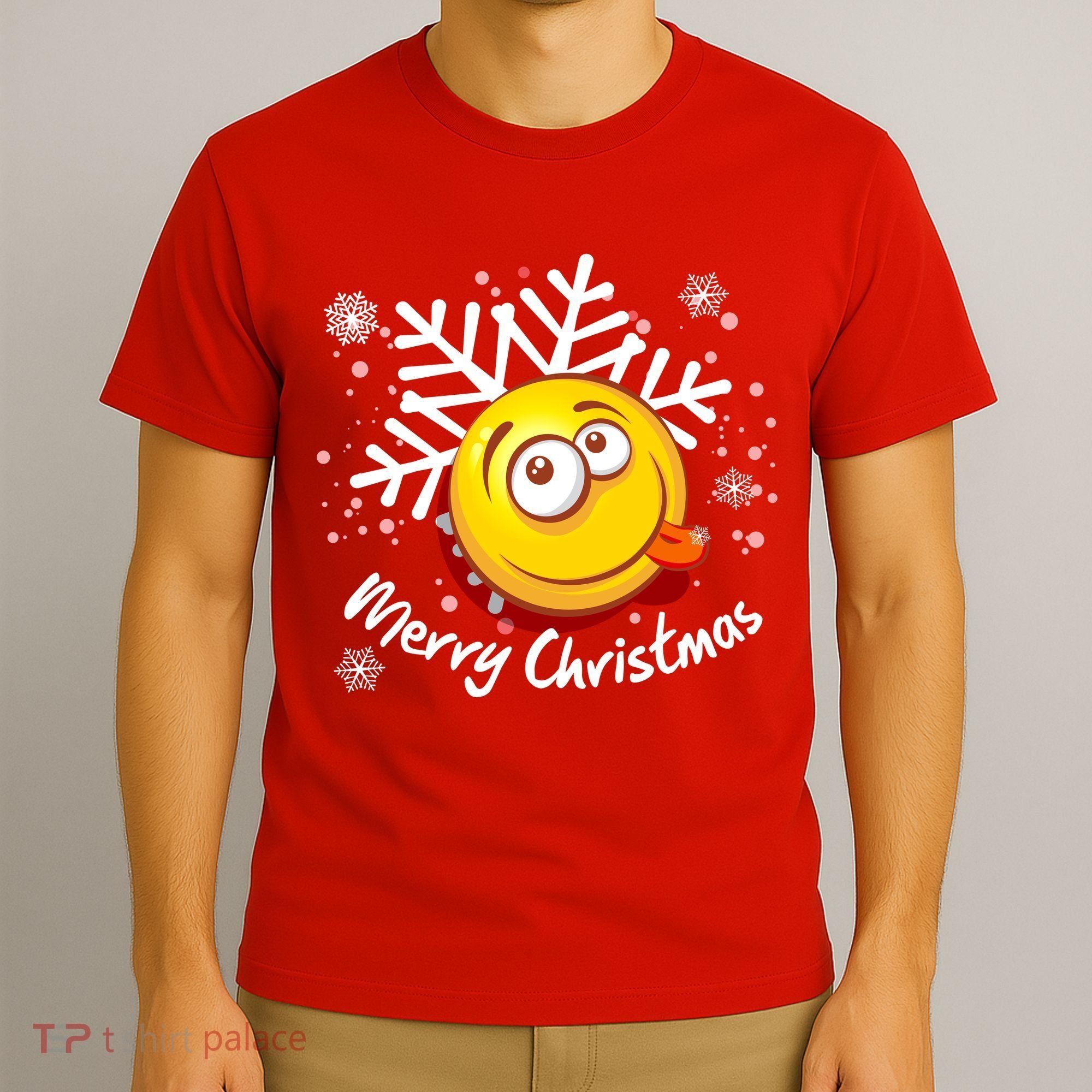 Merry Christmas Funny Smiley Face Snowflake T-Shirt
