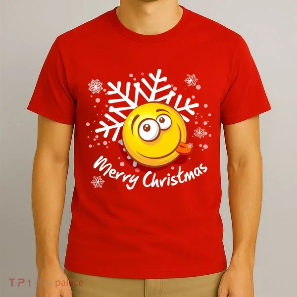 Merry Christmas Funny Smiley Face Snowflake T-Shirt