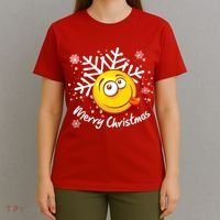 Merry Christmas Funny Smiley Face Snowflake T-Shirt thumb 4
