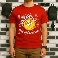 Merry Christmas Funny Smiley Face Snowflake T-Shirt thumb 6