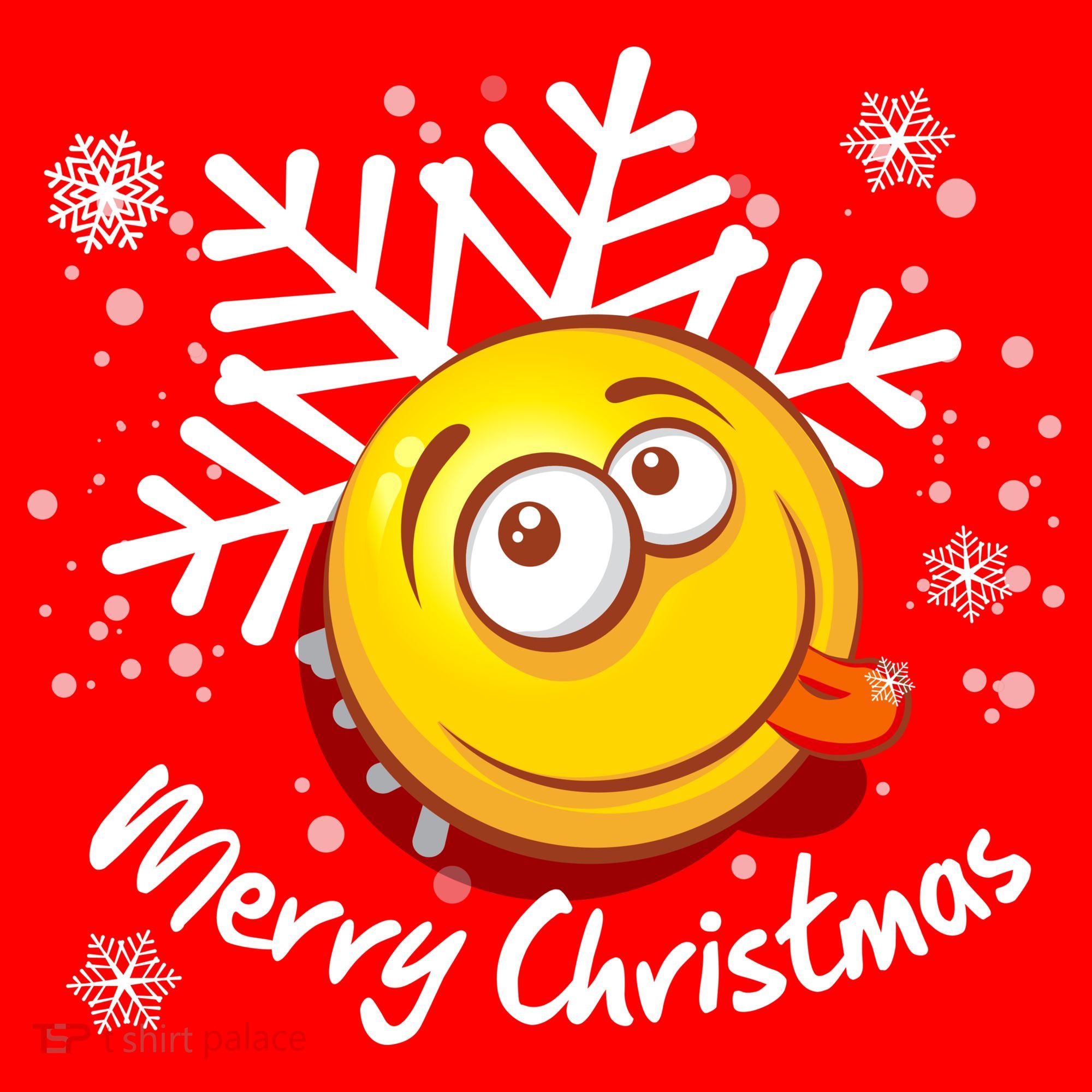 Merry Christmas Funny Smiley Face Snowflake Coaster