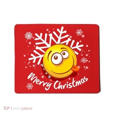 Merry Christmas Funny Smiley Face Snowflake Mousepad