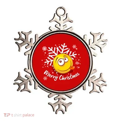 Merry Christmas Funny Smiley Face Snowflake Ornament
