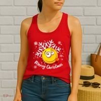 Merry Christmas Funny Smiley Face Snowflake Women's Tank Top thumb 2