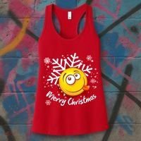 Merry Christmas Funny Smiley Face Snowflake Women's Tank Top thumb 3
