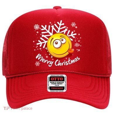 Merry Christmas Funny Smiley Face Snowflake Hat