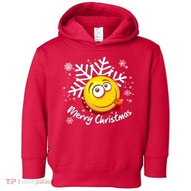 Merry Christmas Funny Smiley Face Snowflake Toddler Hoodie