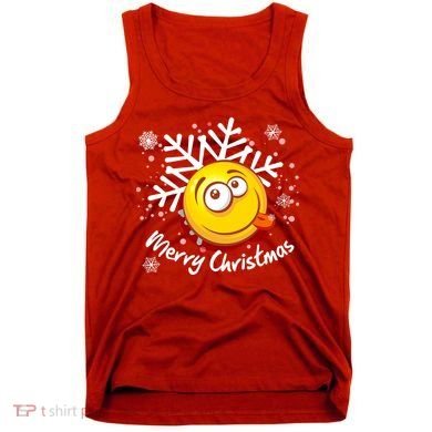 Merry Christmas Funny Smiley Face Snowflake Tank Top
