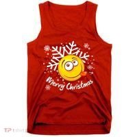 Merry Christmas Funny Smiley Face Snowflake Tank Top thumb 0