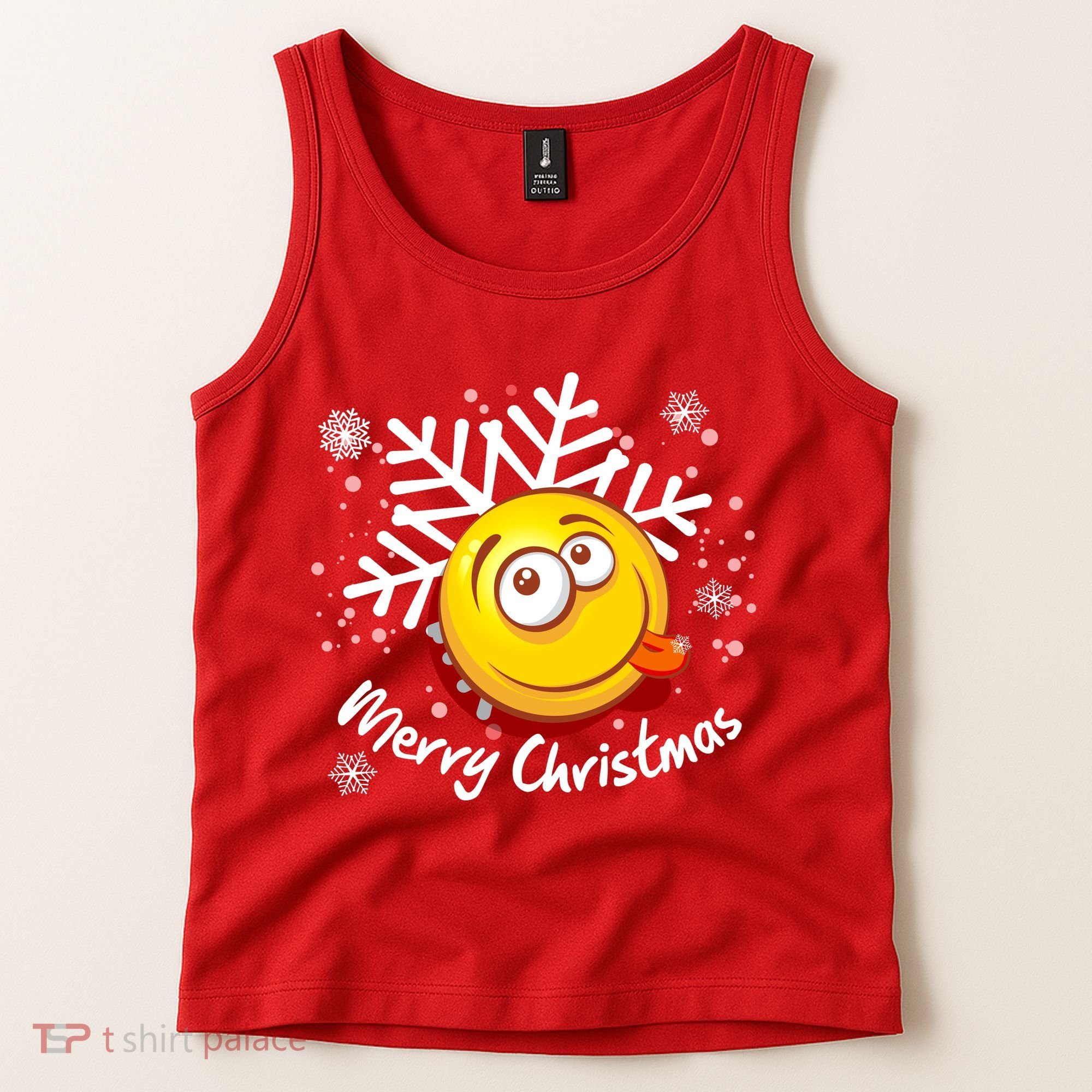 Merry Christmas Funny Smiley Face Snowflake Tank Top