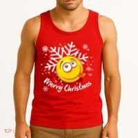 Merry Christmas Funny Smiley Face Snowflake Tank Top thumb 3