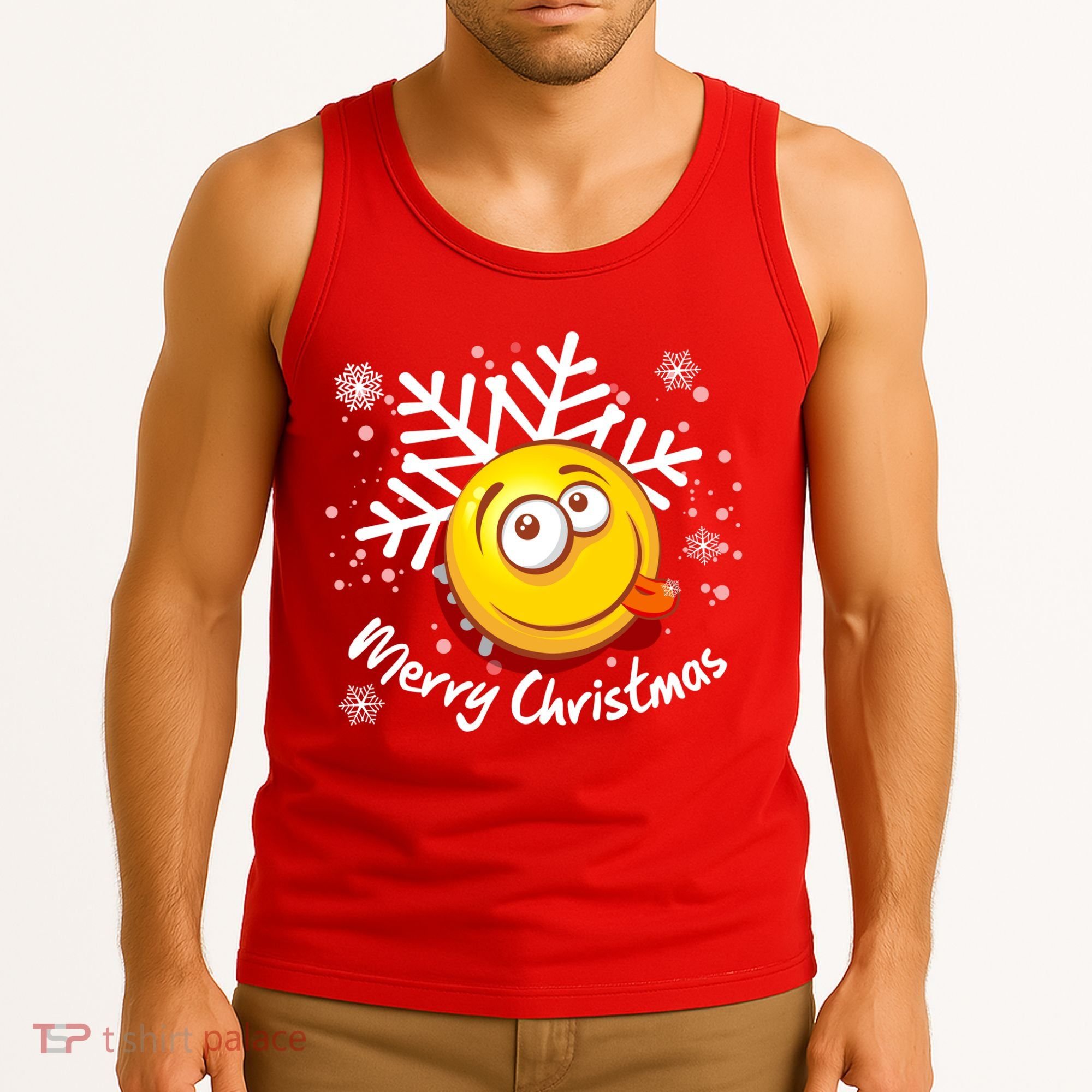 Merry Christmas Funny Smiley Face Snowflake Tank Top