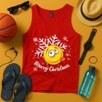 Merry Christmas Funny Smiley Face Snowflake Tank Top thumb 4
