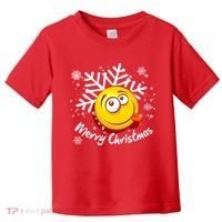 Merry Christmas Funny Smiley Face Snowflake Toddler T-Shirt thumb 0