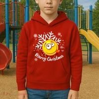 Merry Christmas Funny Smiley Face Snowflake Kids Hoodie thumb 2