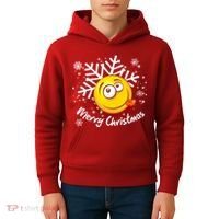 Merry Christmas Funny Smiley Face Snowflake Kids Hoodie thumb 4