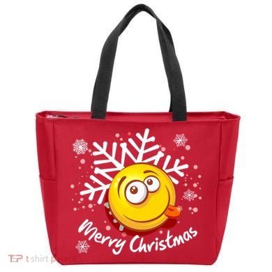 Merry Christmas Funny Smiley Face Snowflake Bag
