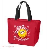 Merry Christmas Funny Smiley Face Snowflake Tote Bag thumb 3