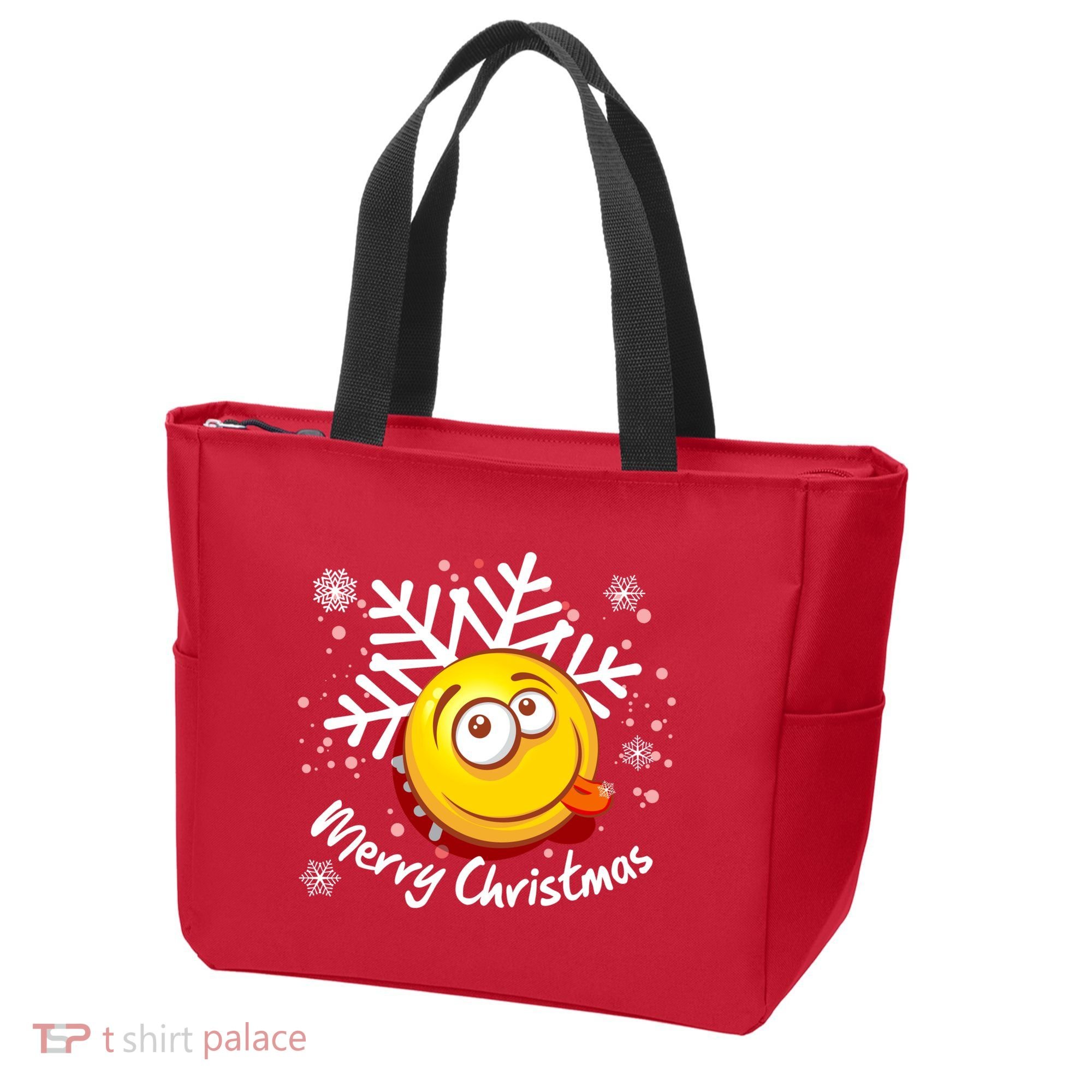 Merry Christmas Funny Smiley Face Snowflake Tote Bag