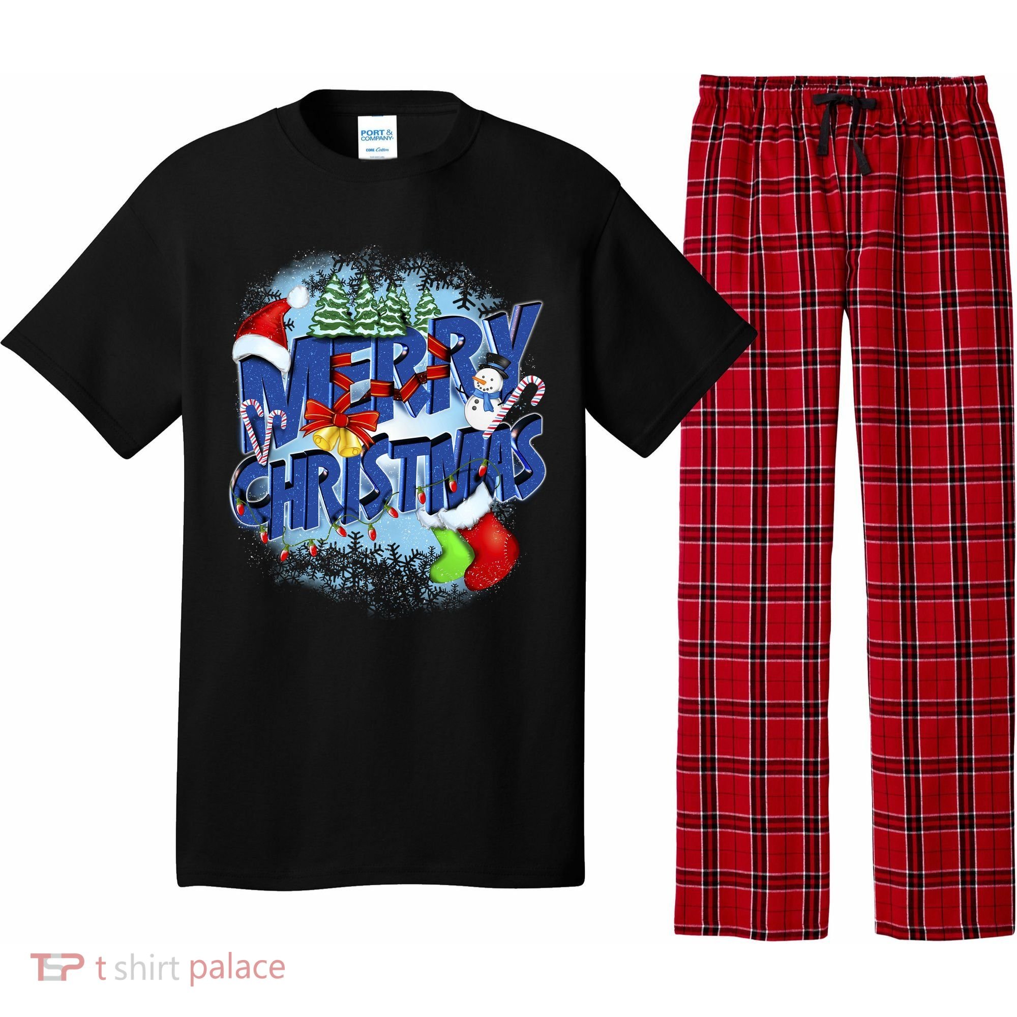 Merry Christmas Funy Holiday Logo Pajama Set