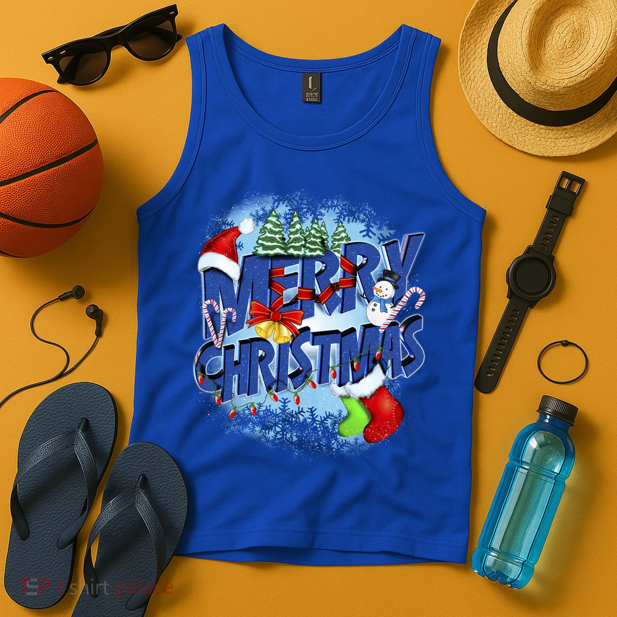 Merry Christmas Funy Holiday Logo Tank Top