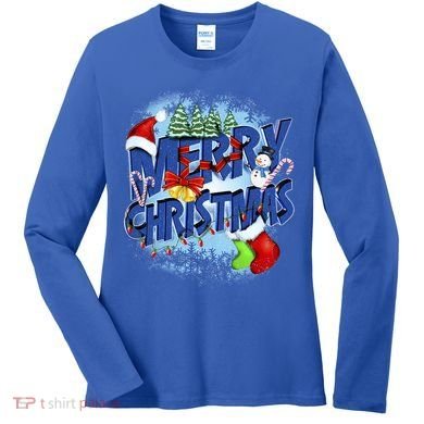 Merry Christmas Funy Holiday Logo Women's Long Sleeve Shirt
