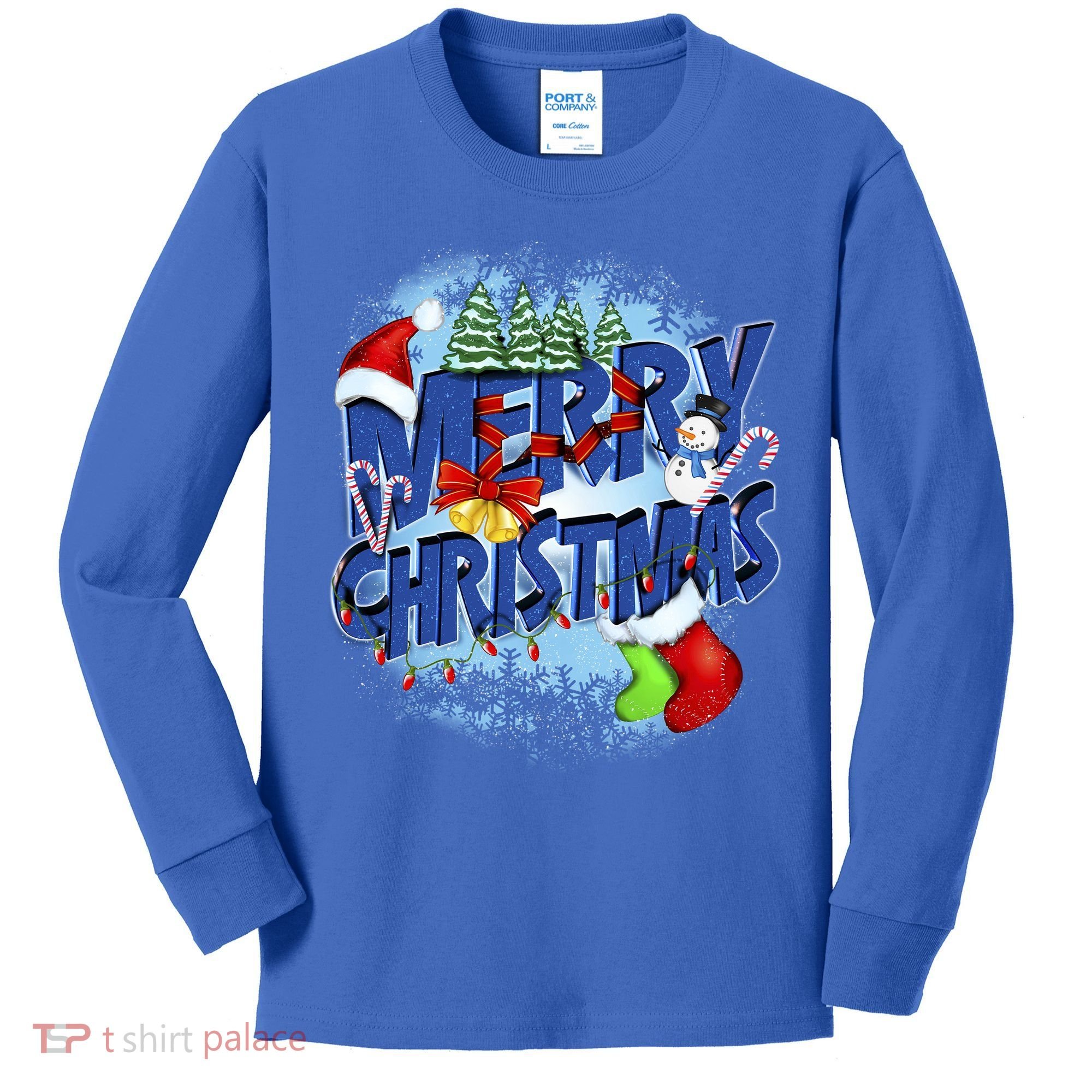 Merry Christmas Funy Holiday Logo Kids Long Sleeve Shirt