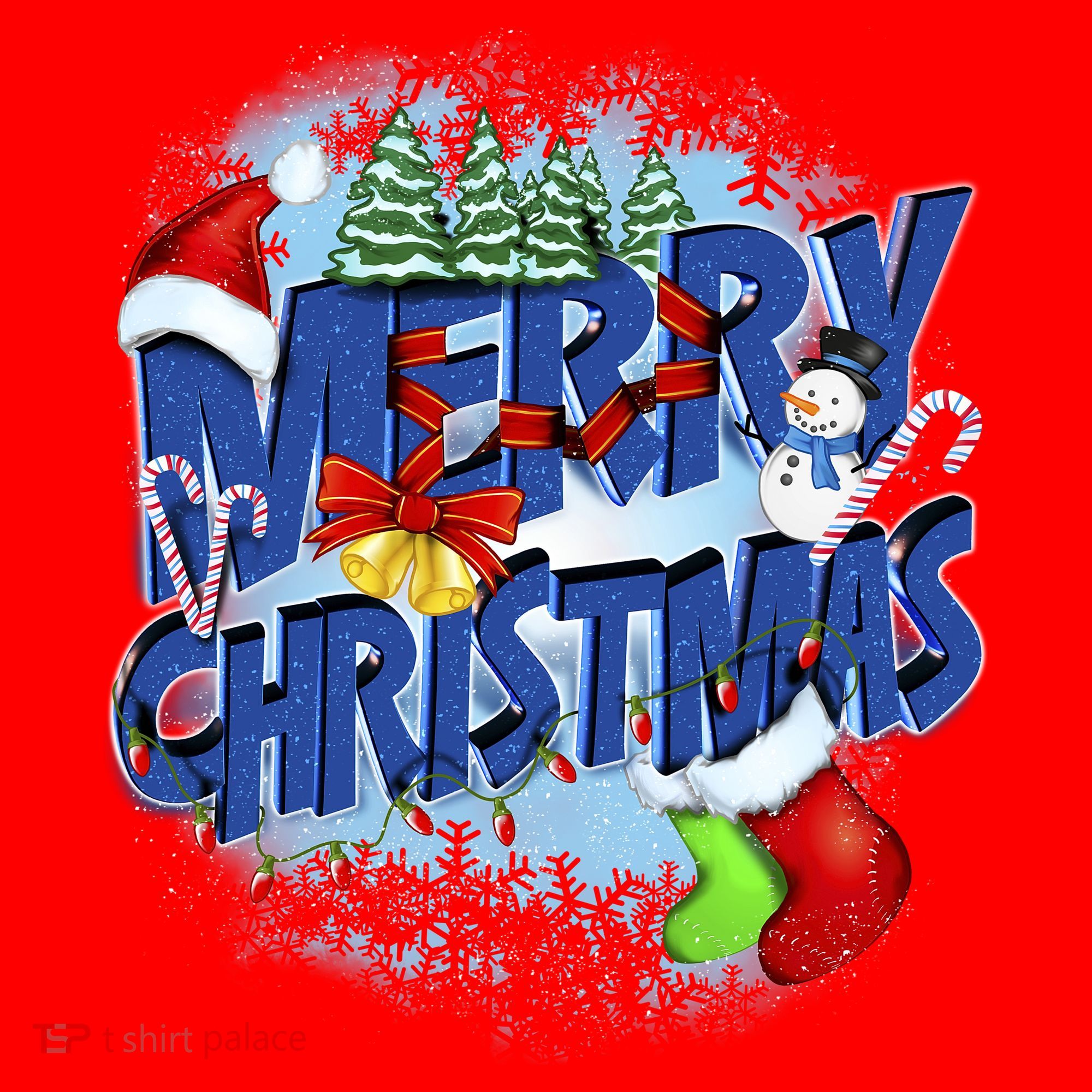 Merry Christmas Funy Holiday Logo Santa Hat