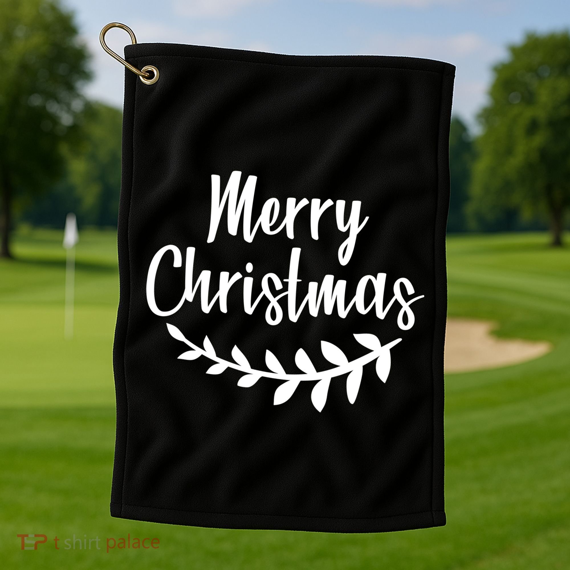 Merry Christmas Happy Holidays Golf Towel