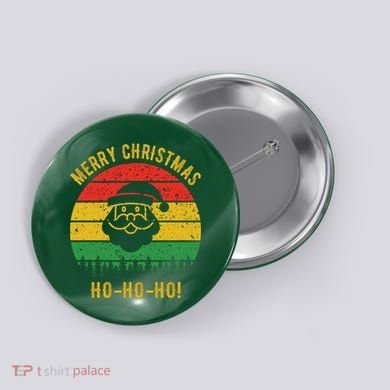 Merry Christmas Ho-Ho-Ho Vintage Santa Button