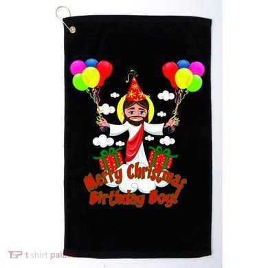 Merry Christmas Jesus Birthday Boy Golf Towel